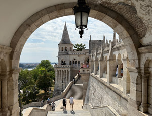 Fisherman's Bastion, Budapest.  It's easy to reach Budapest by train..!