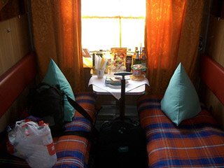 A 2-berth sleeper on the Riga to Moscow train