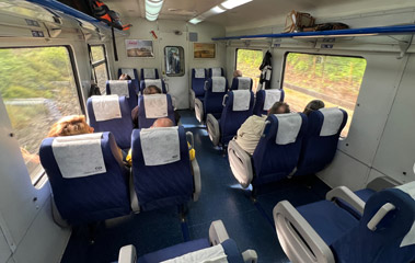 Inside the Vigo to Porto train