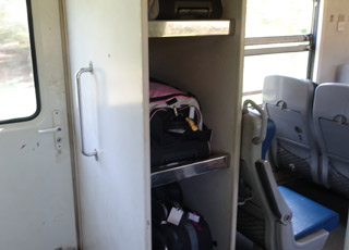 Luggage on a Sri Lankan train