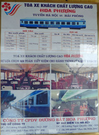 Poster advertising trains from Hanoi to Haiphong