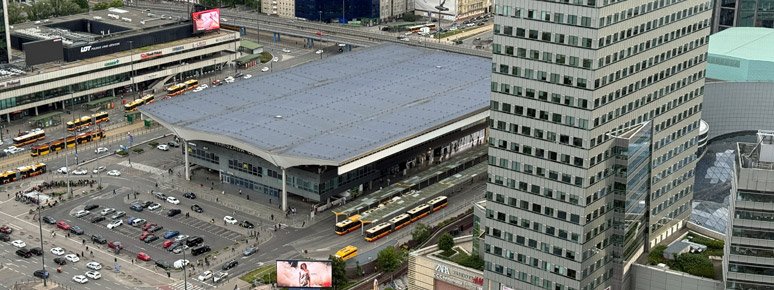 Warsaw Centralna station seen from the Palace of Culture
