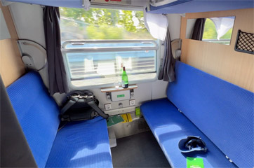 Couchettes in day mode on the Hamburg-Stockholm train