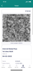 Interrail mobile pass, ticket