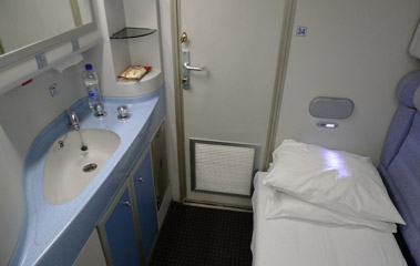 Sleeper compartment in the Croatian sleeping-car from Zurich to Zagreb