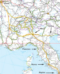 Paris to Naples train route map