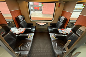 Business class on a RegioJet train from Vienna to Prague