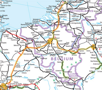 Paris-Brussels-Amsterdam/Cologne Thalys route map