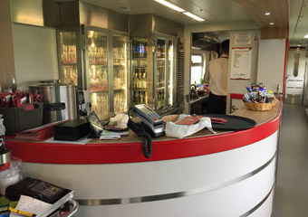 Bar counter on the Berlin to Warsaw train