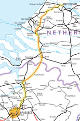 Amsterdam to Brussels train route map
