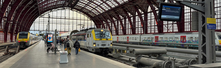 Double-deck intercity train from Antwerp to Bruges