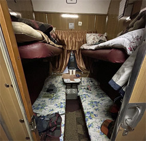 A 4-berth 2nd class sleeper on the bucharest to Chisinau train