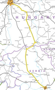 Budapest to Belgrade train route map