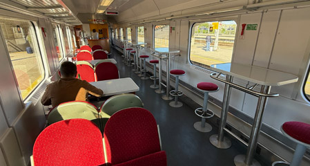 Restaurant car on the Krakow-Warsaw-Mockava train